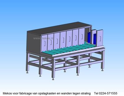 Opslagkasten 3D tekenwerk radioactieve straling cyclotron hot cell  opslagkast